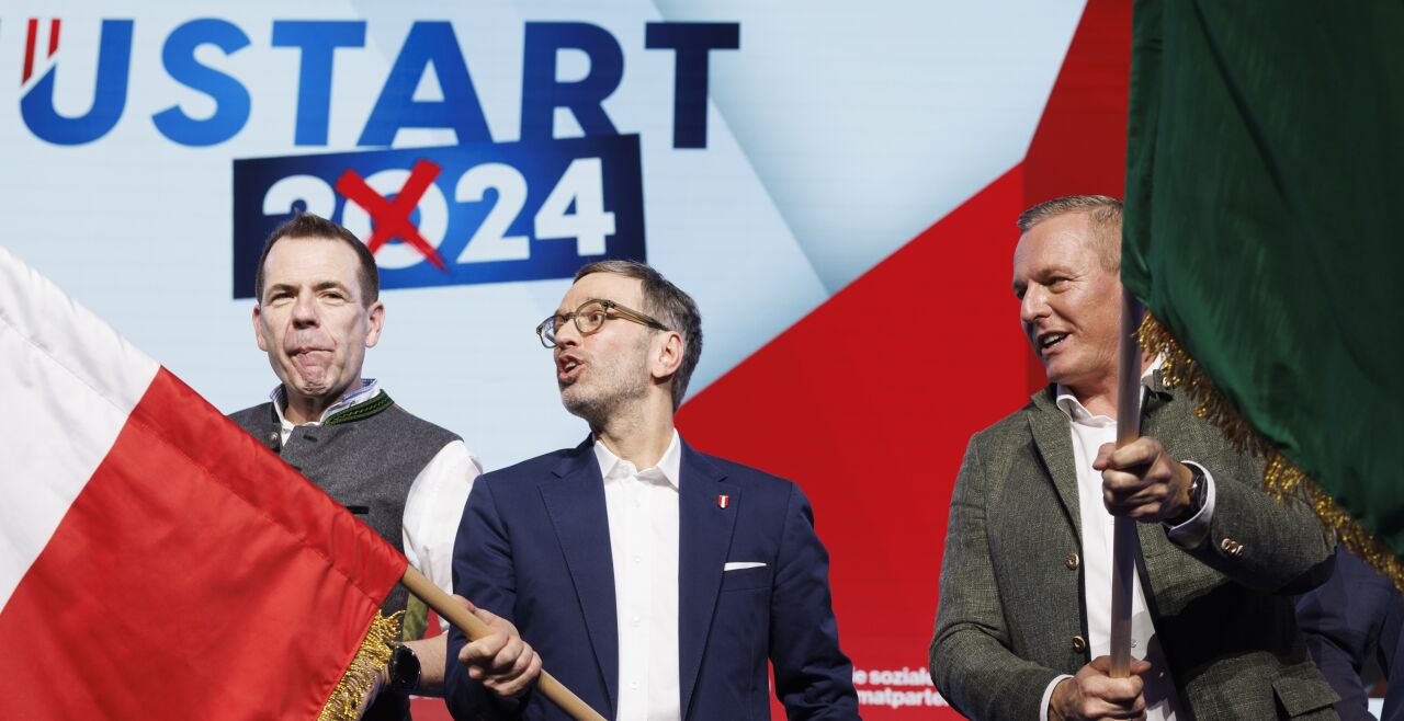 Harald Vilimsky, Herbert Kickl und Mario Kunasek. - © Foto: APA / Erwin Scheriau